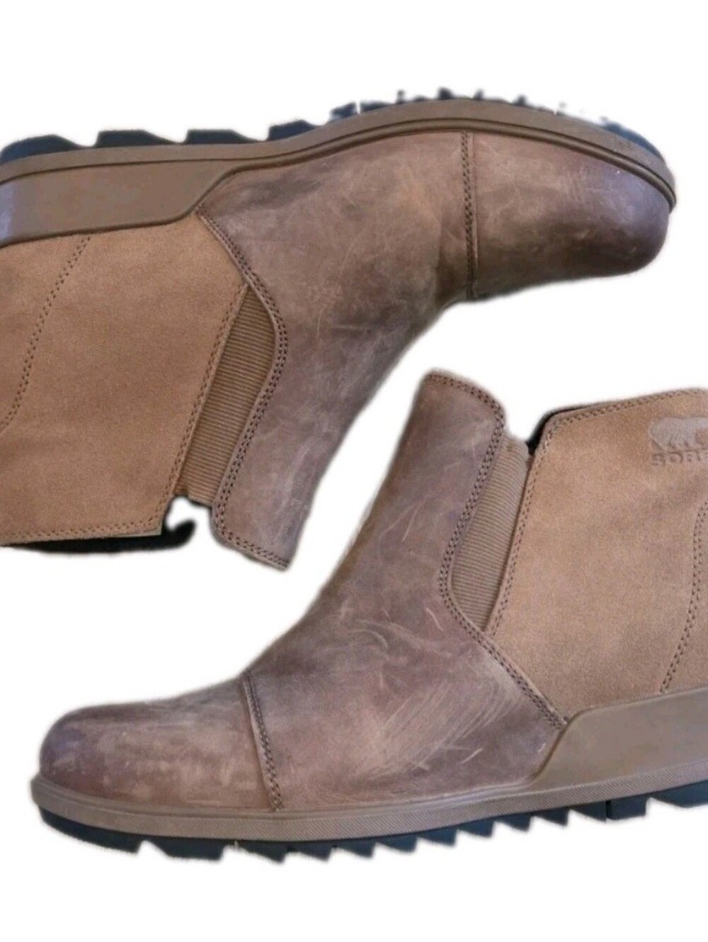 Sorel Wedge Bootie Slip On  Evie 11 Tan Sz 11 Distressed Leather
